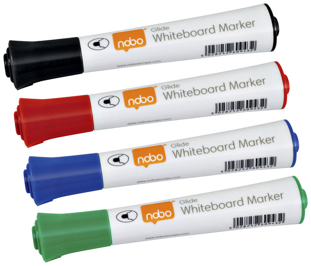 Nobo - Whiteboardmarker Glide rund sortiert 3mm 4St