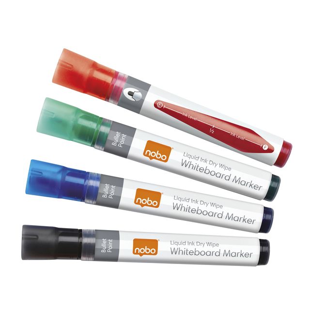 Nobo -  Liquid Ink Markers Droog Uitwisbaar Assorti (4)
