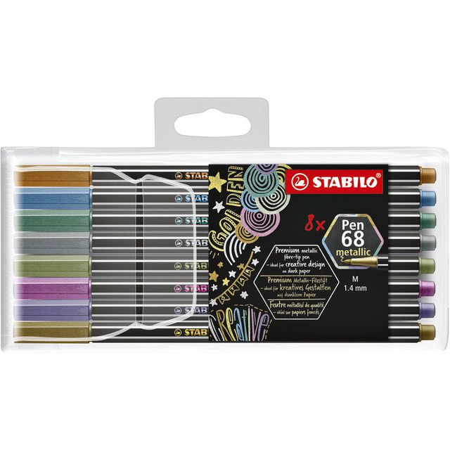 Stabilo - Filz -Tip -Stift 68/8 m Metallic ASD 8st