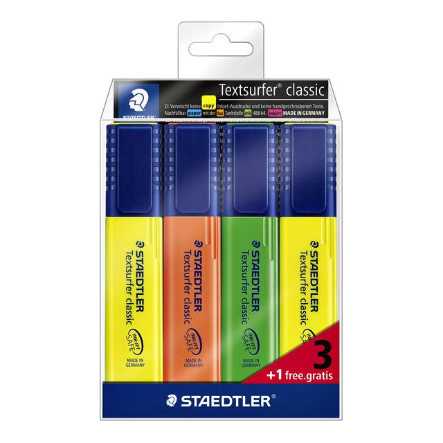 Staedtler - Markierungsmarker 364 Texte 3+1 Free | Setzen Sie ein 4 -Stück