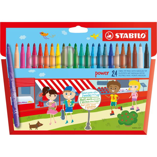 Stabilo - Viltstift Power 280 etui à 24 kleuren | 6 stuks