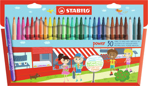 Stabilo -  power, viltstift, tot 8 weken zonder dop, etui met 30 kleuren