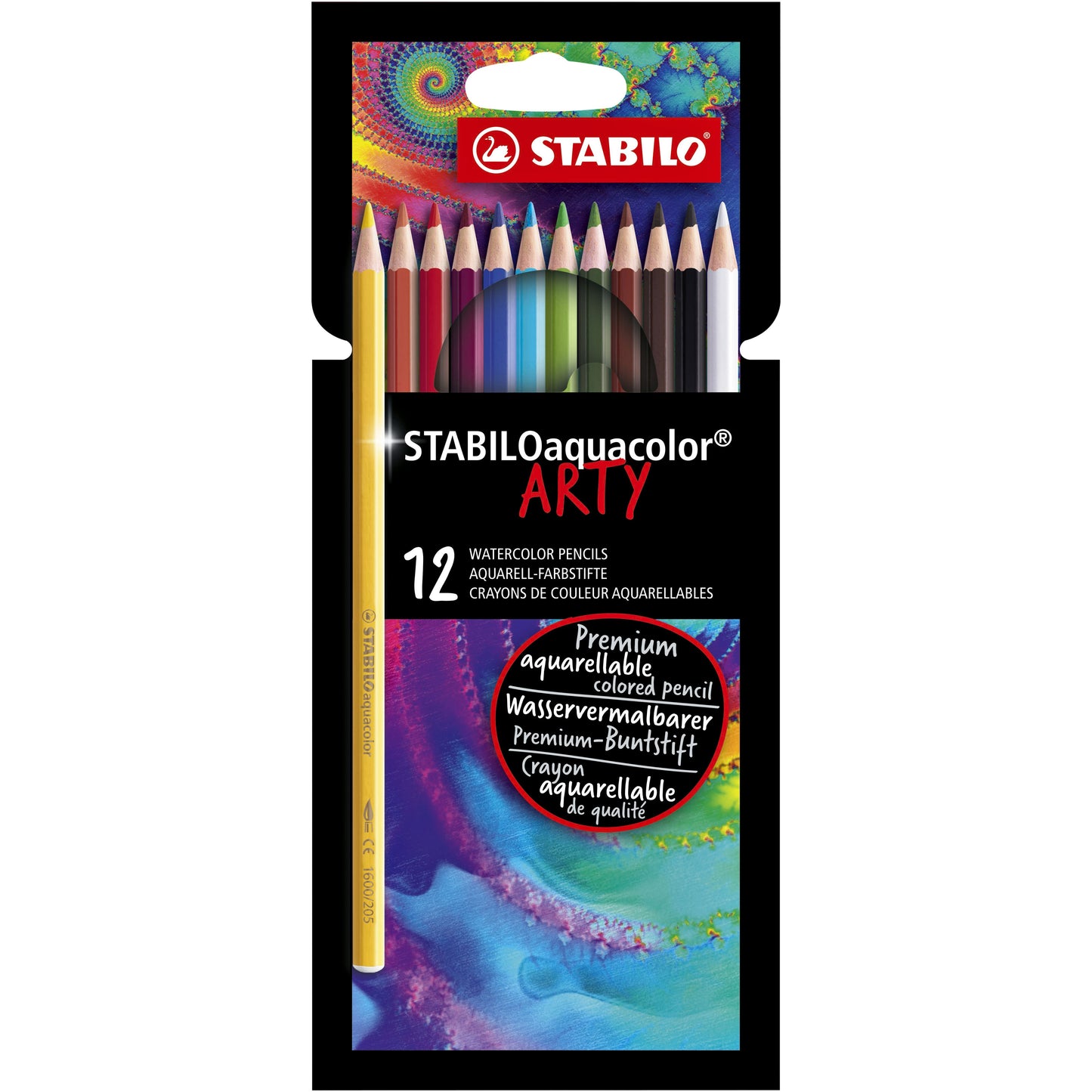 Stabilo -  aquacolor, premium aquarel kleurpotlood, ARTY etui met 12 kleuren