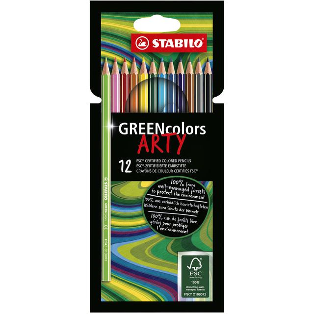 STABILO - CURT DE COULEUR 6019 GREENCOLORS ARTY 12ST | Endui un 12 pièces | 6 morceaux