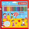 Stabilo -  Trio Thick, dik driekantig kleurpotlood, met extra dikke kern 4.2 mm, etui met 24 kleuren