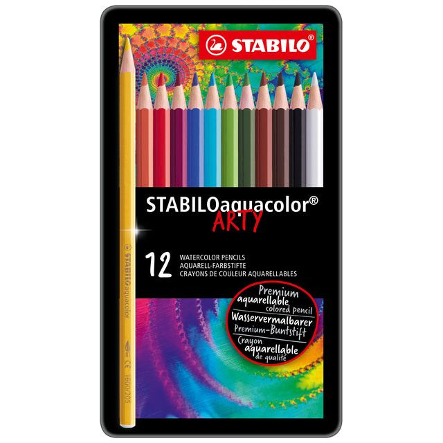 Stabilo - farbiger Bleistift 1612 Aquacolor Can 12st Ass | Dose A 12 Stück | 5 Stücke