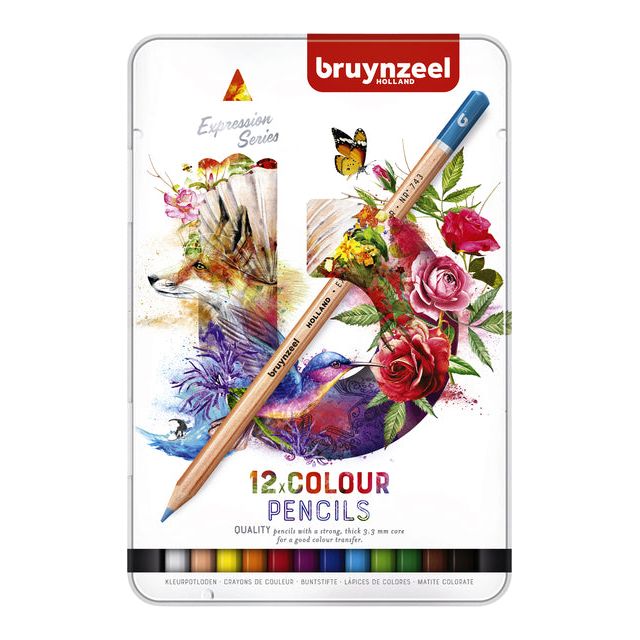 Bruynzeel - crayon coloré Bruynzeel Expression Couleur | Tin un 12 pièces | 6 morceaux