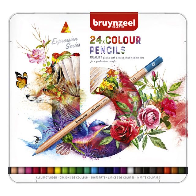 Bruynzeel - crayon coloré Bruynzeel Expression Couleur | Tin un 24 pièces | 6 morceaux