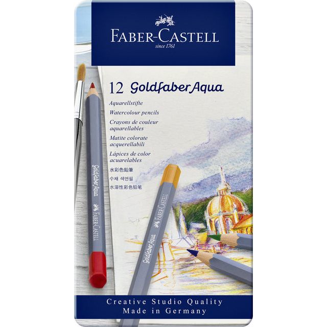 Faber Castell - Kleurpotloden Faber-Castell Goldfaber aquarel blik à 12 stuks assorti