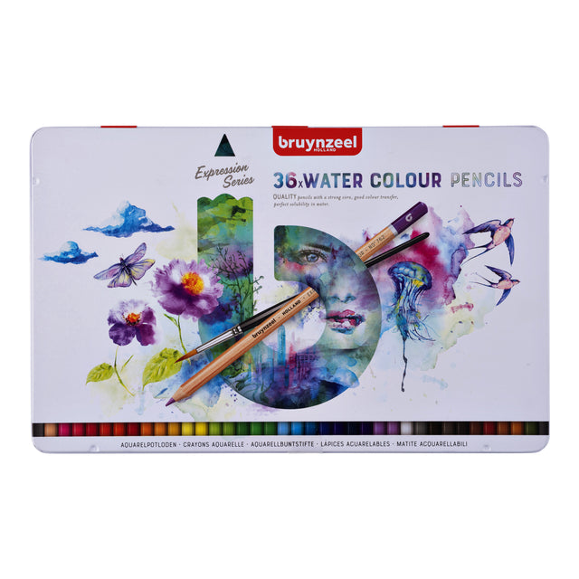 Bruynzeel - crayon coloré Bruynzeel Aquarel Expression ASS 24ST | Peut un 36 pièces | 4 pièces