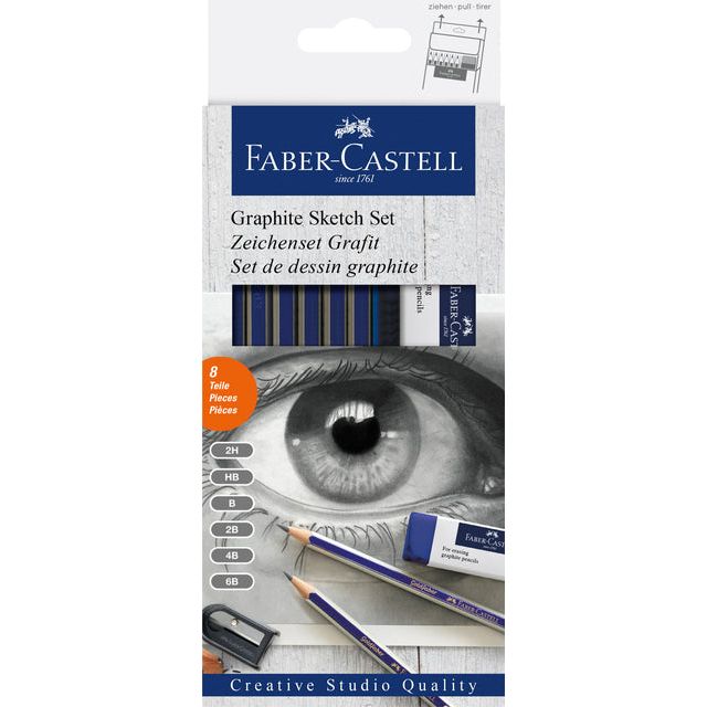 Faber Castell - Potloden Faber-Castell 6 hardheden inclusief puntenslijper en gum