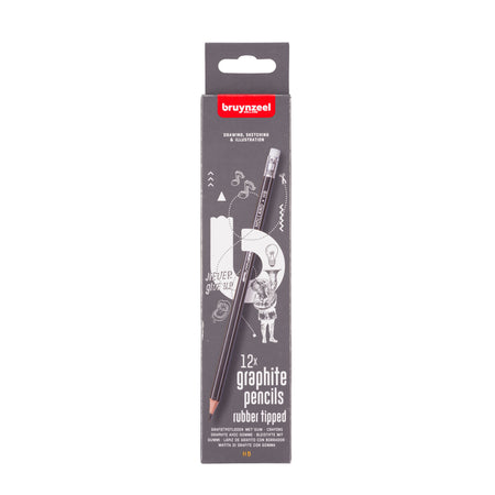 Bruynzeel - Lápiz 6021 Burotek HB con goma de borrar 12 piezas
