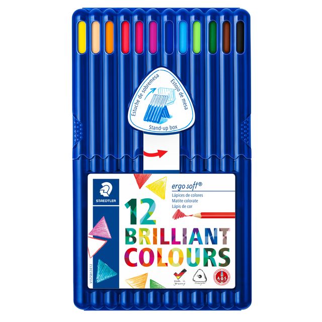 Staedtler - Matite colorate Ergosoft triangolari 12 pezzi assortiti | 10 pezzi