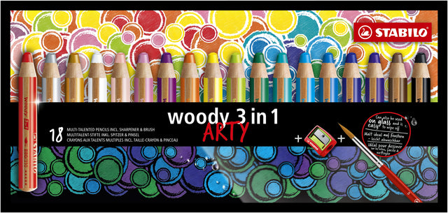 STABILO - CURT DE COLORD 880 WOODY 3 IN 1 ARTY 18ST | Endui a 18 pièces | 2 pièces