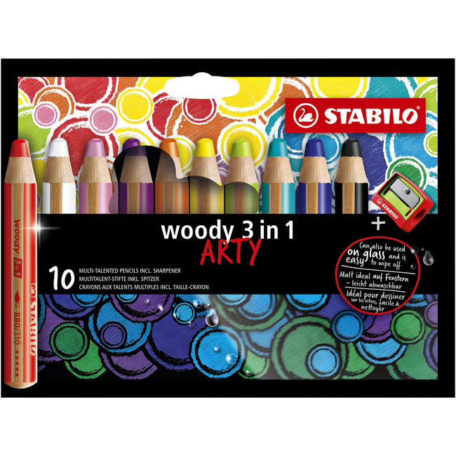Stabilo - Lápices de colores 880 woody 3 en 1 Arty incl sacapuntas culo 10uds | 5 piezas
