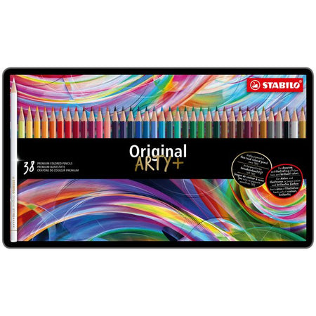 Stabilo -  Original, kleurpotlood, voor haarfijne lijnen, met elastische kern, metalen etui met 38 kleuren