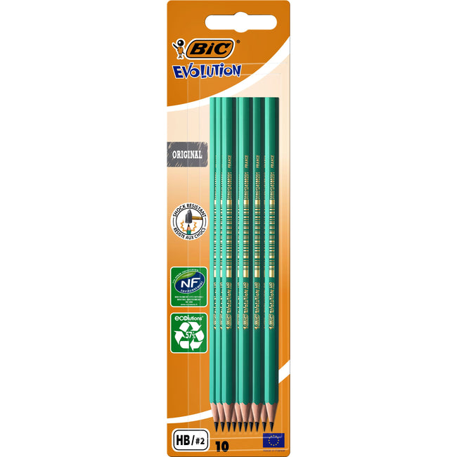 BIC - Crayon Evolution ecolutions 655 hexagonal HB blister de 10 pièces