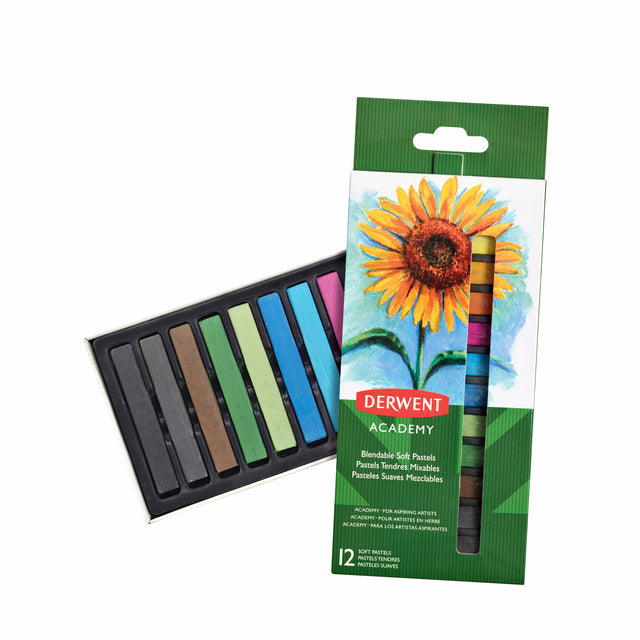 Derwent - Softpastels Academy , blister van 12 stuks in geassorteerde kleuren