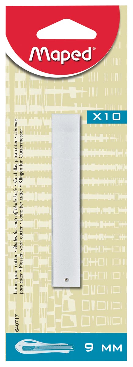Maped - cuchillas de repuesto para cortadores, 9 mm, blister con 10 piezas