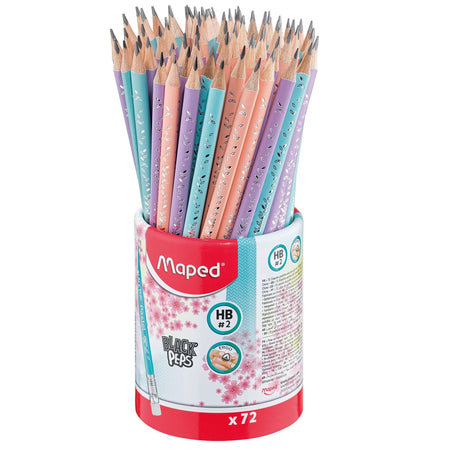 Maped - Matita in grafite Black'Peps con gommino da 72 pezzi pastello