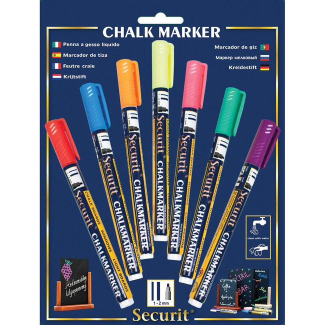 Securit - Chalk marker SMA-100 round ass 1-2mm blister of 7 pieces