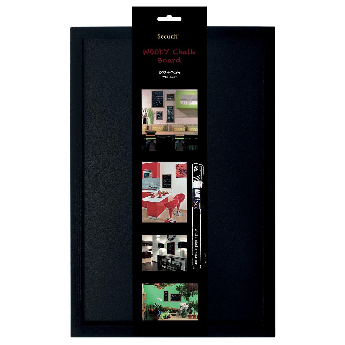 Securit -  krijtbord Woody ft 60 x 40 cm, zwart