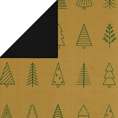 Klika - Cadeaupapier - Geschenkpapier - Xmas treas green on gold 50 cm