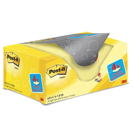 Post-it - Bloc mémo 653 38x51mm jaune 16 + 4 offerts