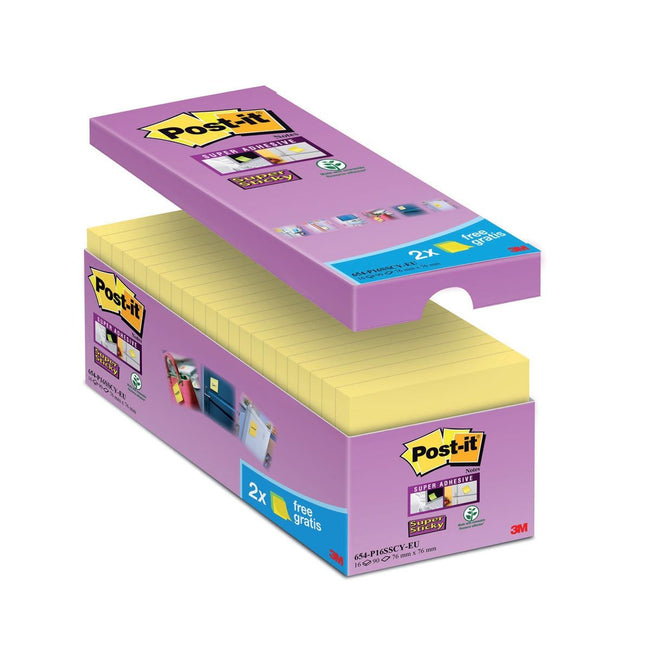Post-it - Notizblock 654 super klebrig 76x76mm gl 14+2