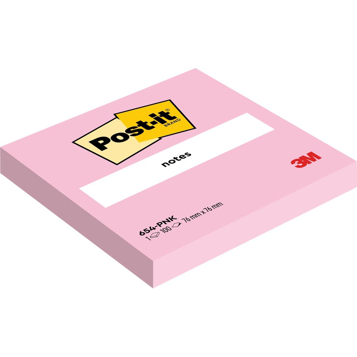 Post-it -  Notes, 100 vel, ft 76 x 76 mm, roze (flamingo pink)