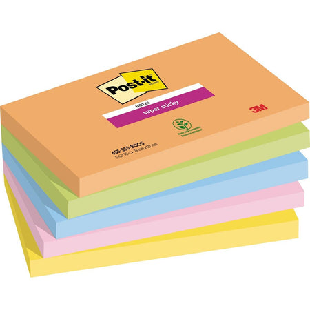 Post-it - Memopad 655 Super Sticky 76X127mm Boost 5 pièces