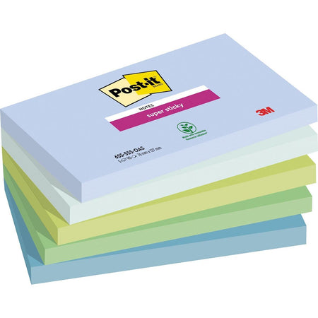 Post-it - Bloc mémo 655 76mmx127mm Super Sticky Oasis 5 pièces