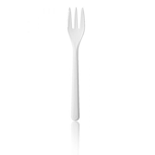snack fork reusable with cutting edge 130mm 50 pieces white | 20 pieces