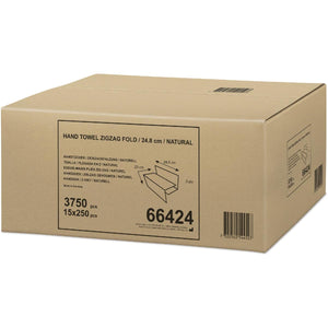 Klika - Toalla ZZ-fold Natural, 250 hojas, paquete de 15 piezas