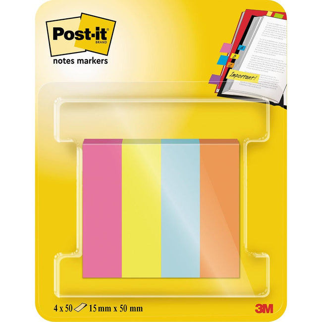 Post -it - Notes marqueurs poptimistes, ft 15 x 50 mm, blister avec 4 blocs de 50 onglets