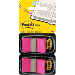 Post-it index -  index standaard, ft 24,4 x 43,2 mm, houder met 2 x 50 tabs, roze