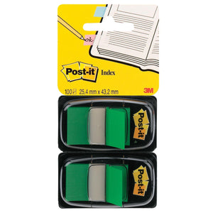 Post-it index -  index standaard, ft 24,4 x 43,2 mm, houder met 2 x 50 tabs, groen