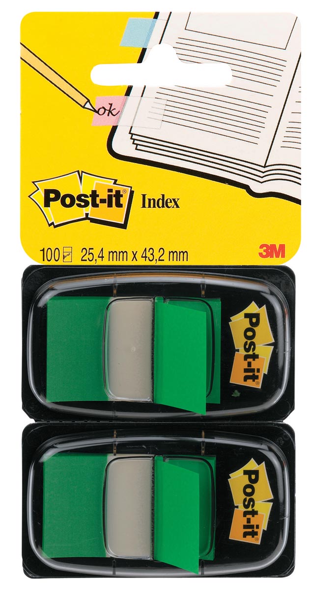 Post -it - Index Standard, FT 24,4 x 43,2 mm, support avec 2 x 50 TABS, vert