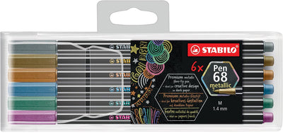 STABILO -  Pen 68 metallic viltstift, 6 kleuren, etui van 6 stuks
