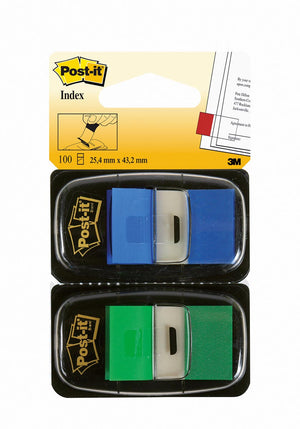 Post-it - Index Standard Duo Pack, 100 Tabs, grün/blau