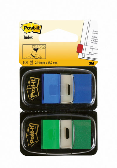 Post-it - Index Standard Duo Pack, 100 Tabs, grün/blau