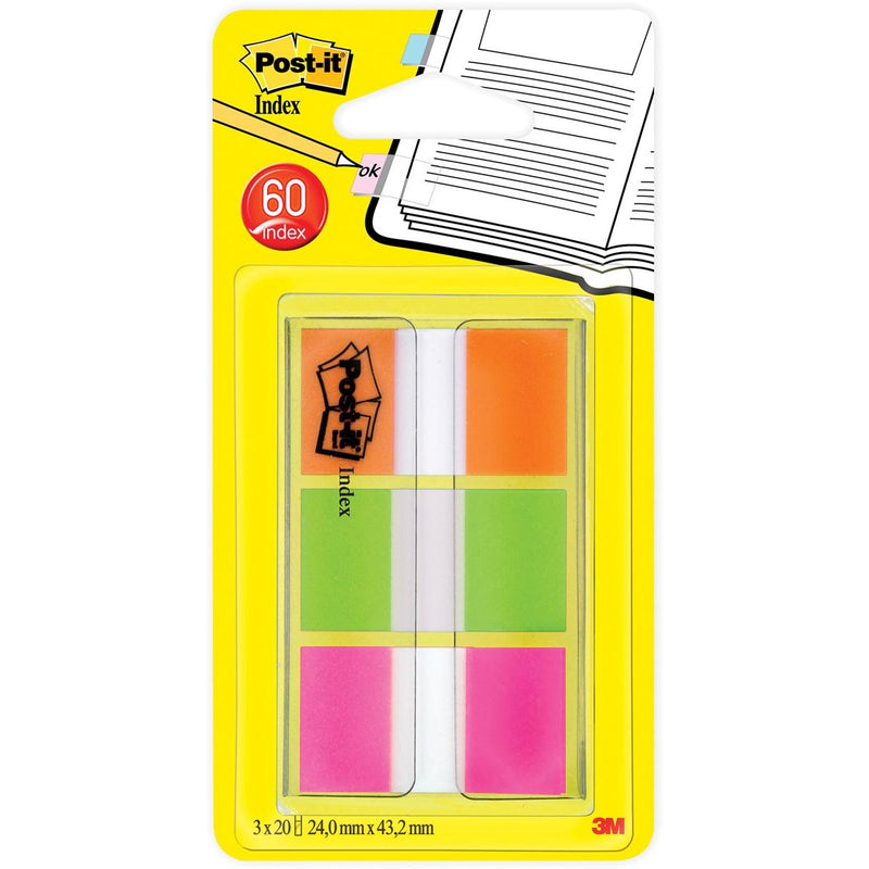 Post-it - Index tabs 680 24mmx43.2mm assorted 60 tabs