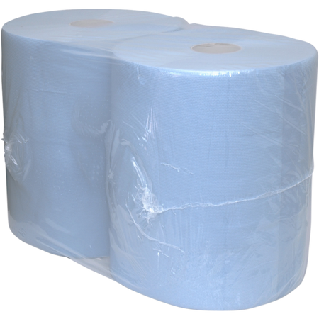 Qleaniq® - Papel limpieza industrial 3 capas azul 26cm 380mtr 2 rollos