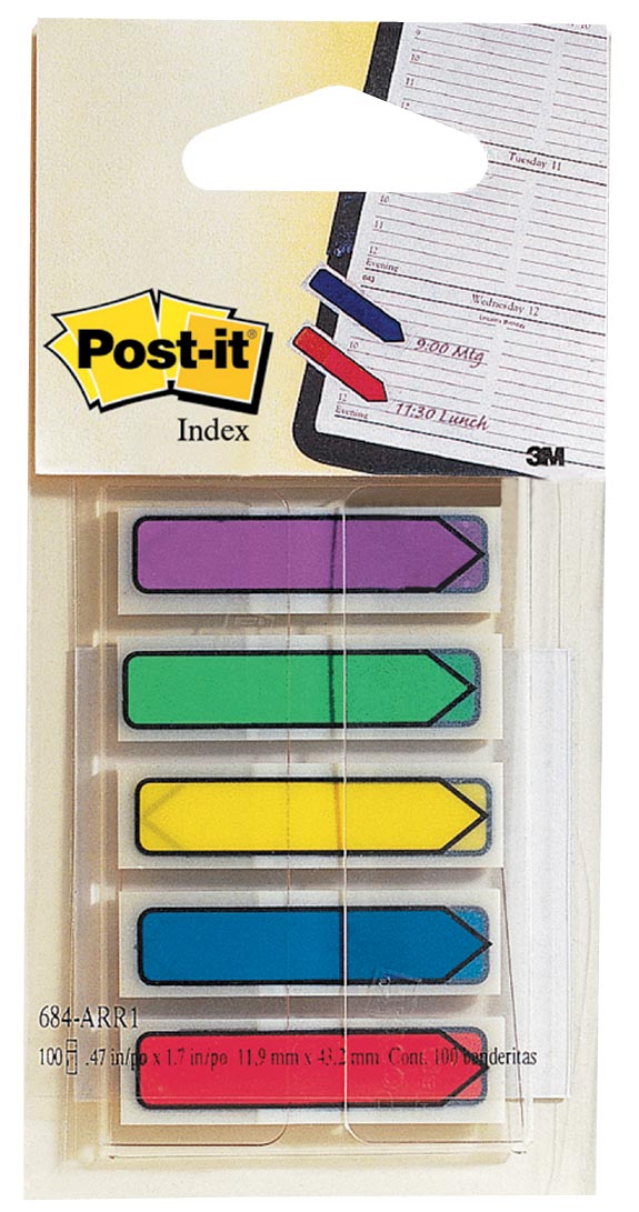 Post-it - Index pijltjes, blister met 5 kleuren, 24 blaadjes per kleur