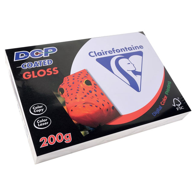 Clairefontaine - DCP presentatiepapier coated gloss ft A4, 200 g, pak van 250 vel