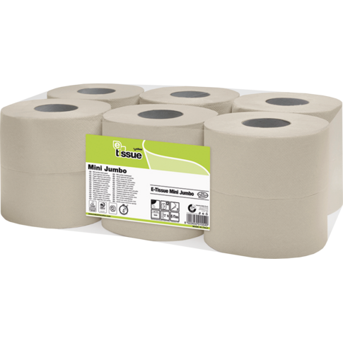 E-Tissue-e-tissue | Papier toilette Mini | 2 couches | 9cm | 150m | 1000 niveaux | Blanc | 12 rouleau