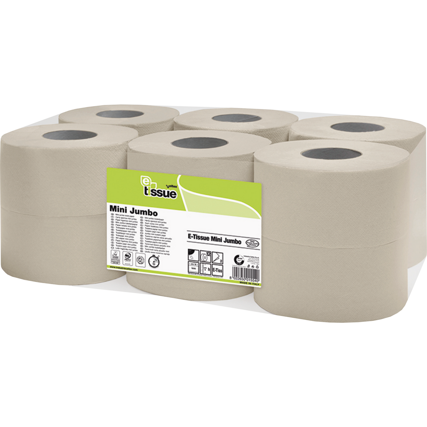 E-tissue-e-tissue | Klopapier Mini | 2-layer | 9cm | 150 m | 1000-VEV | Weiß | 12 Roll