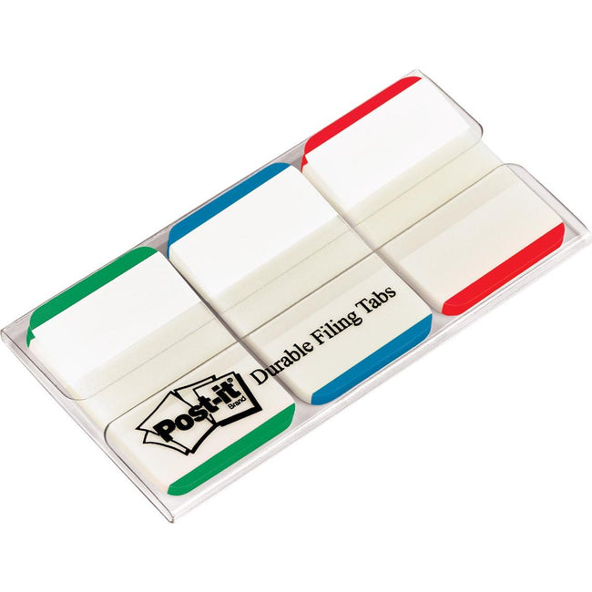 Post-it index -  Index Strong, ft 25,4 x 38 mm, wit met gekleurde rand, 3 kleuren, 22 tabs per kleur