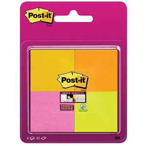 Post-it - Blocco note 6910 Super Sticky 51x51mm assortiti 4 pezzi