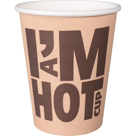 Depa -  | Koffiebeker | I´M a HOT cup | Karton + PE | 250ml | 8oz | Ø80mm | bruin | 1000 stuks